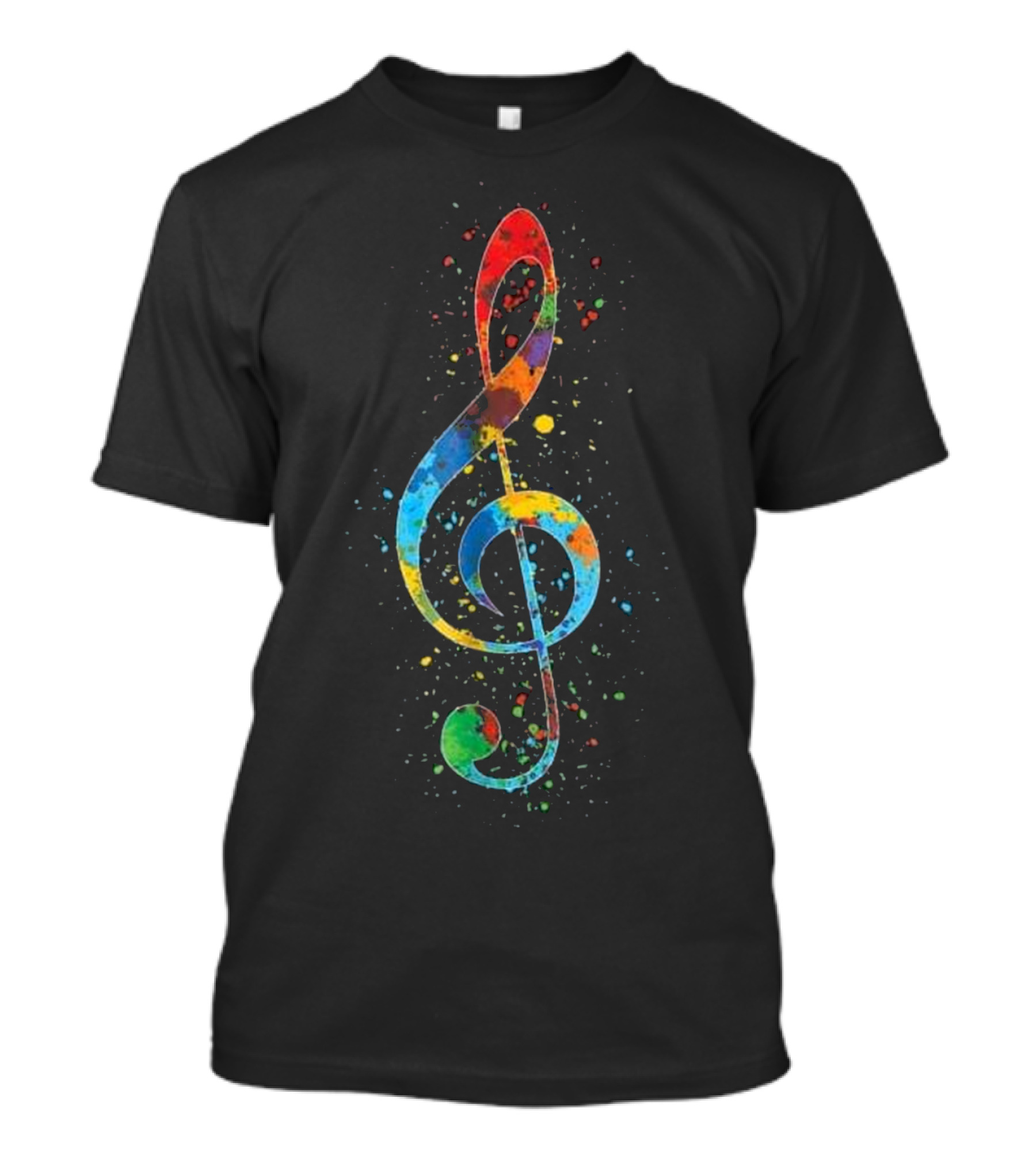 Treble Clef Paint Splatter Colorful Vib Splash T-Shirt