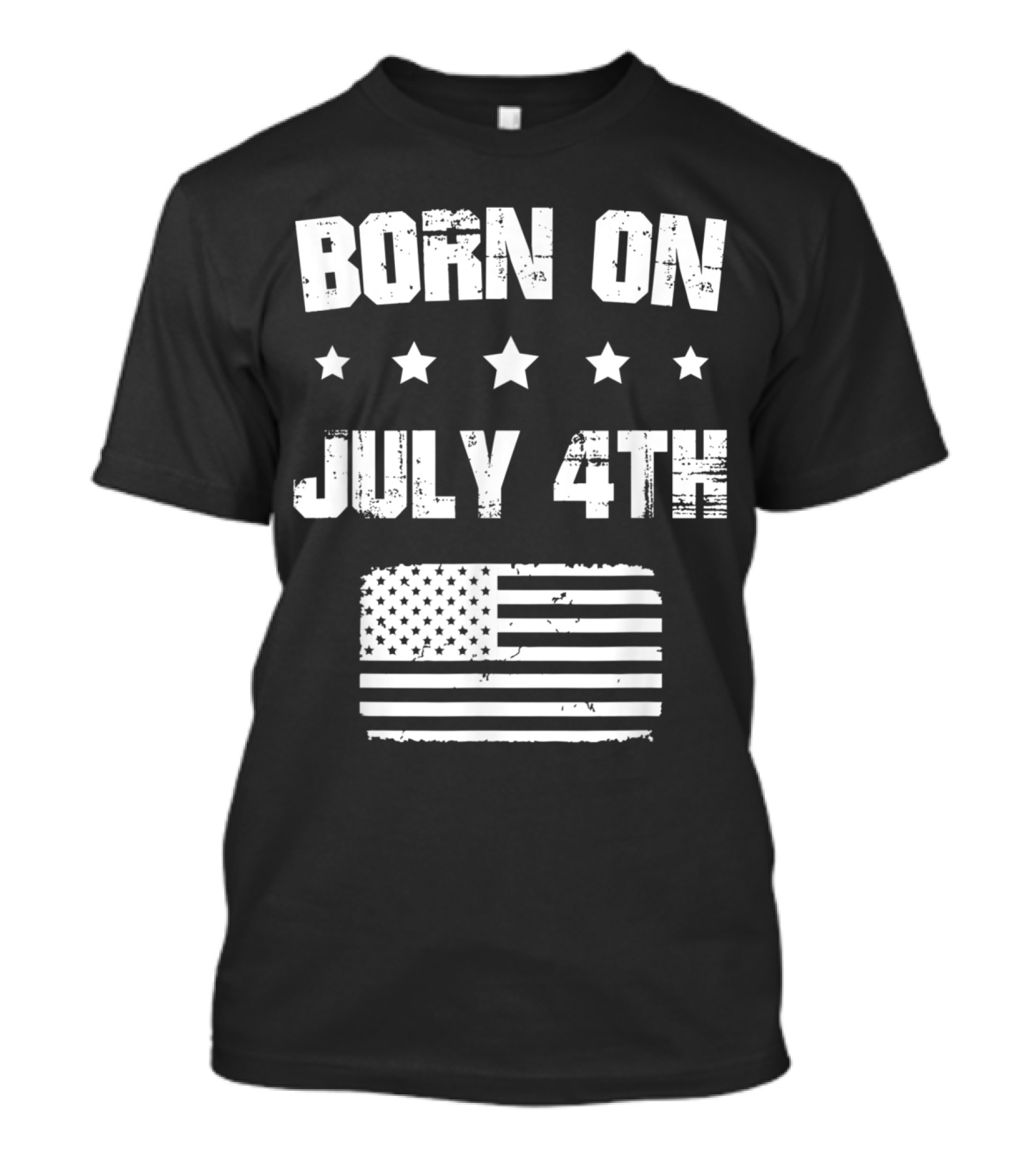 Born On July 4th Grunge Style USA Flag Stars T-Shirt