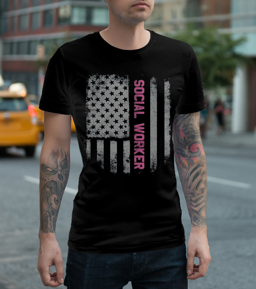 Social Worker American Flag T-Shirt