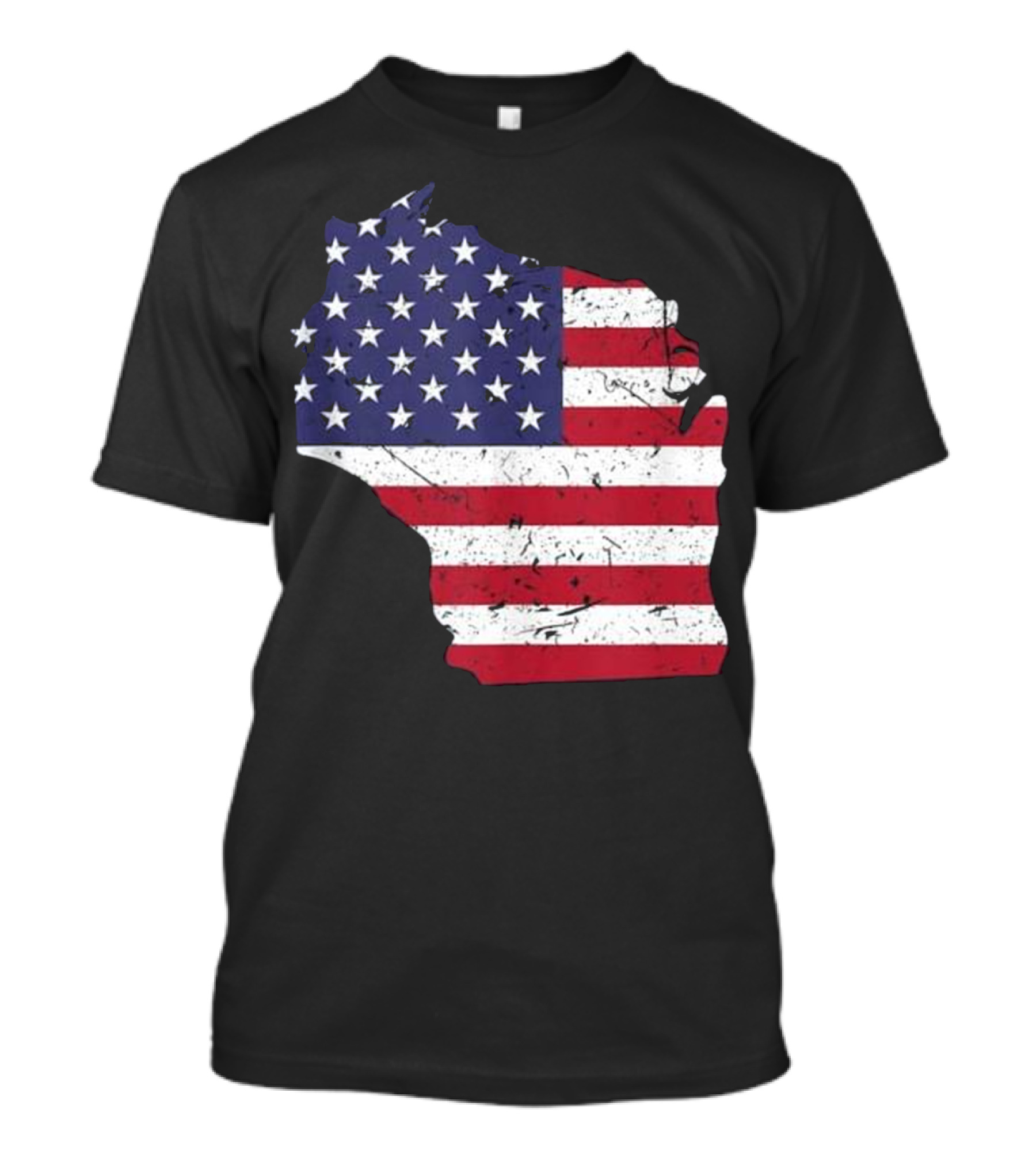 Wisconsin Map American Flag T-Shirt