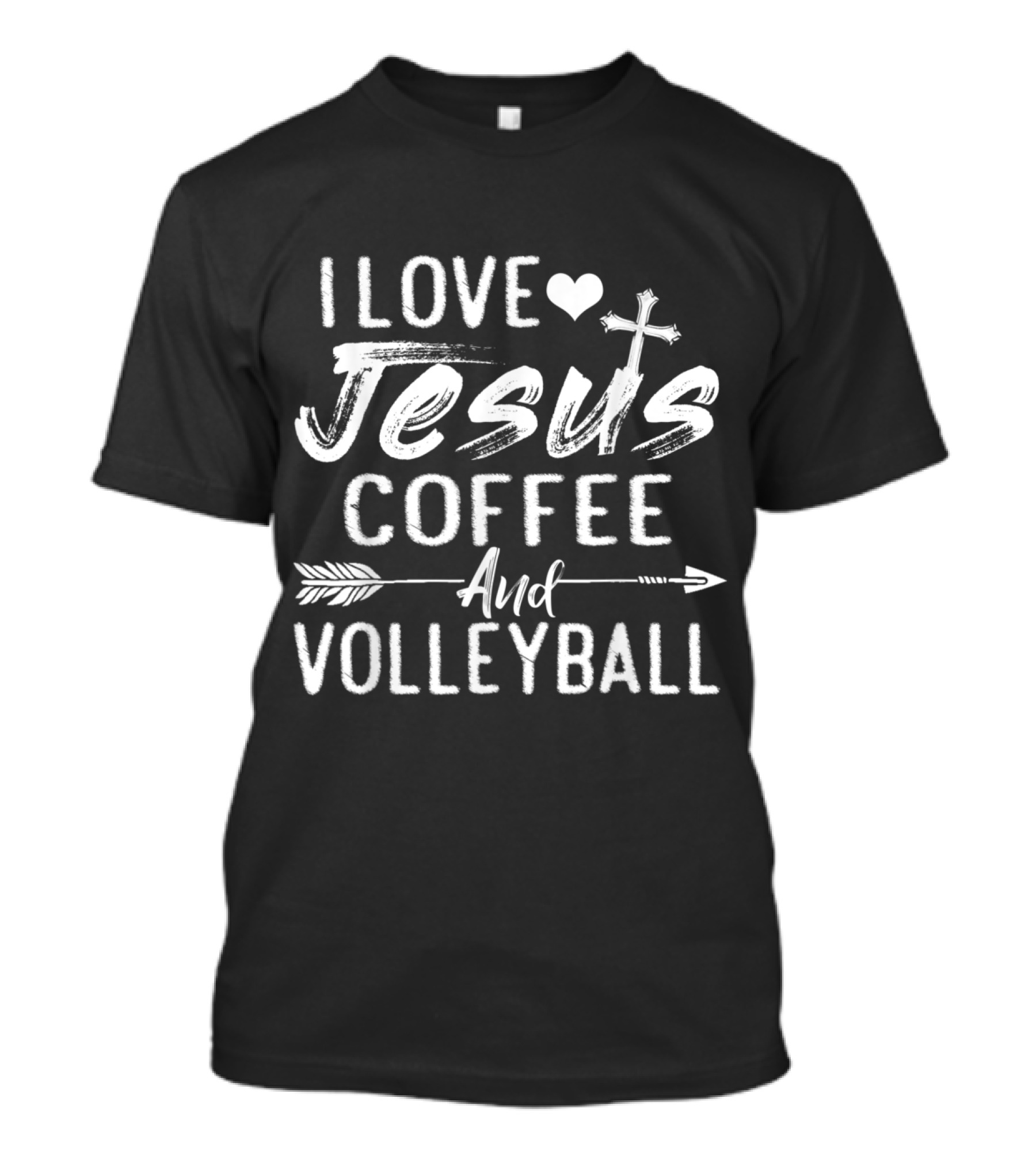 I Love Heart Jesus Cross Coffee And Volleyball Arrow T-Shirt