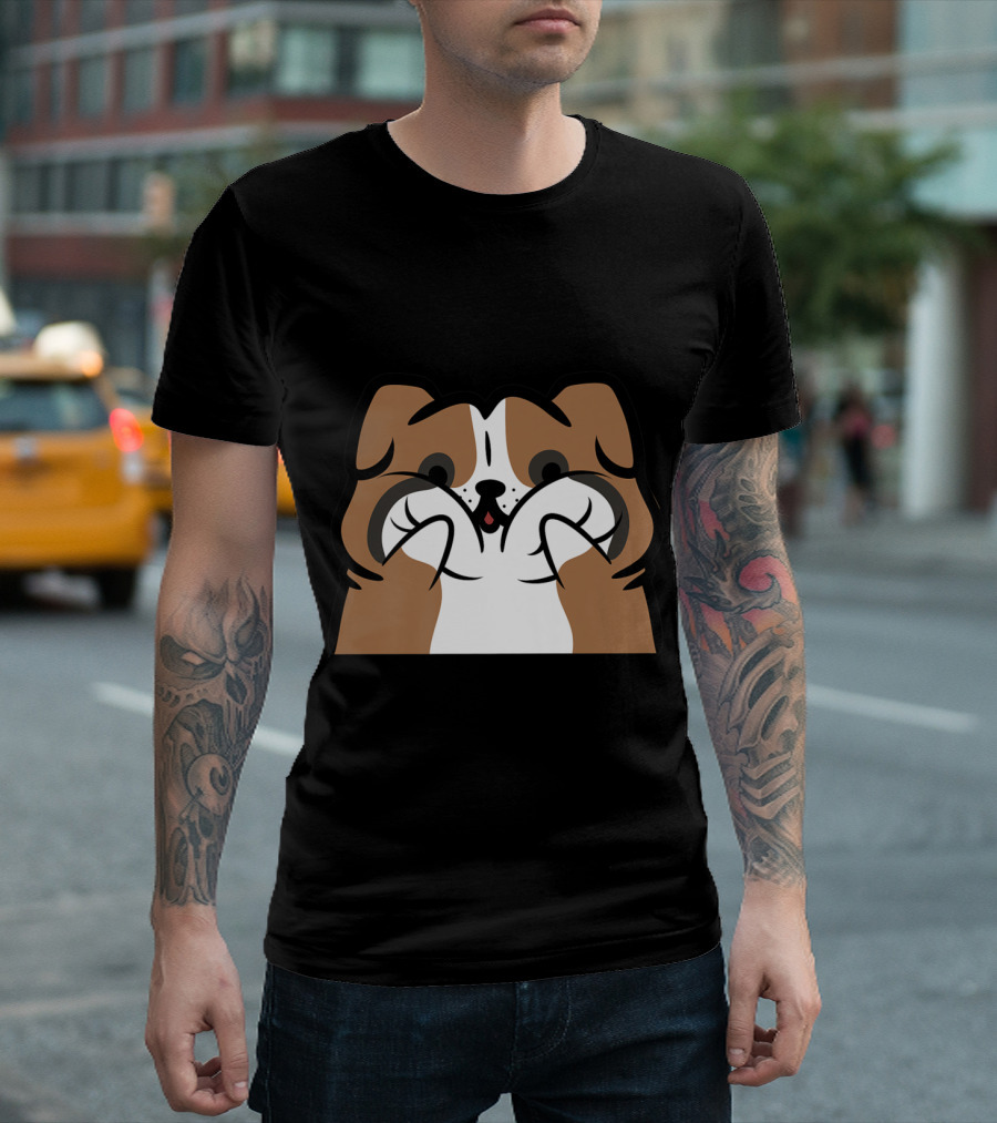 Boxer Dog Squishy Cheeks Funny Dog Cartoon Face Drawing T-Shirt