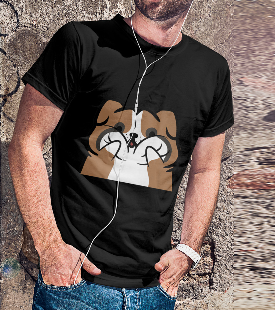 Boxer Dog Squishy Cheeks Funny Dog Cartoon Face Drawing T-Shirt