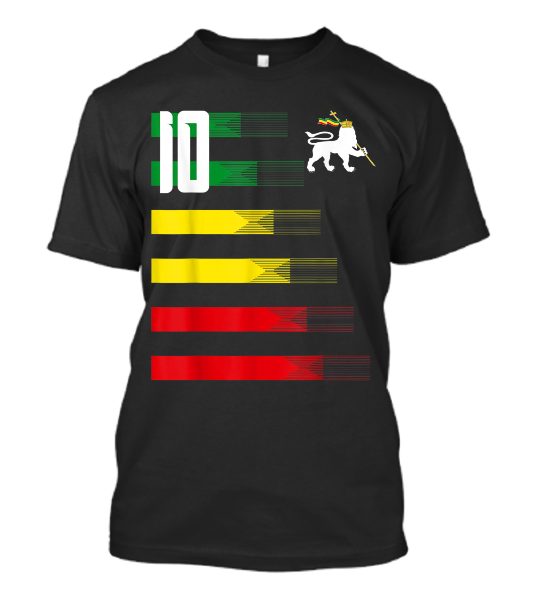 Ethiopia Rastafari Football Soccer Lion Of Judah Green Yellow Red 10 T-Shirt