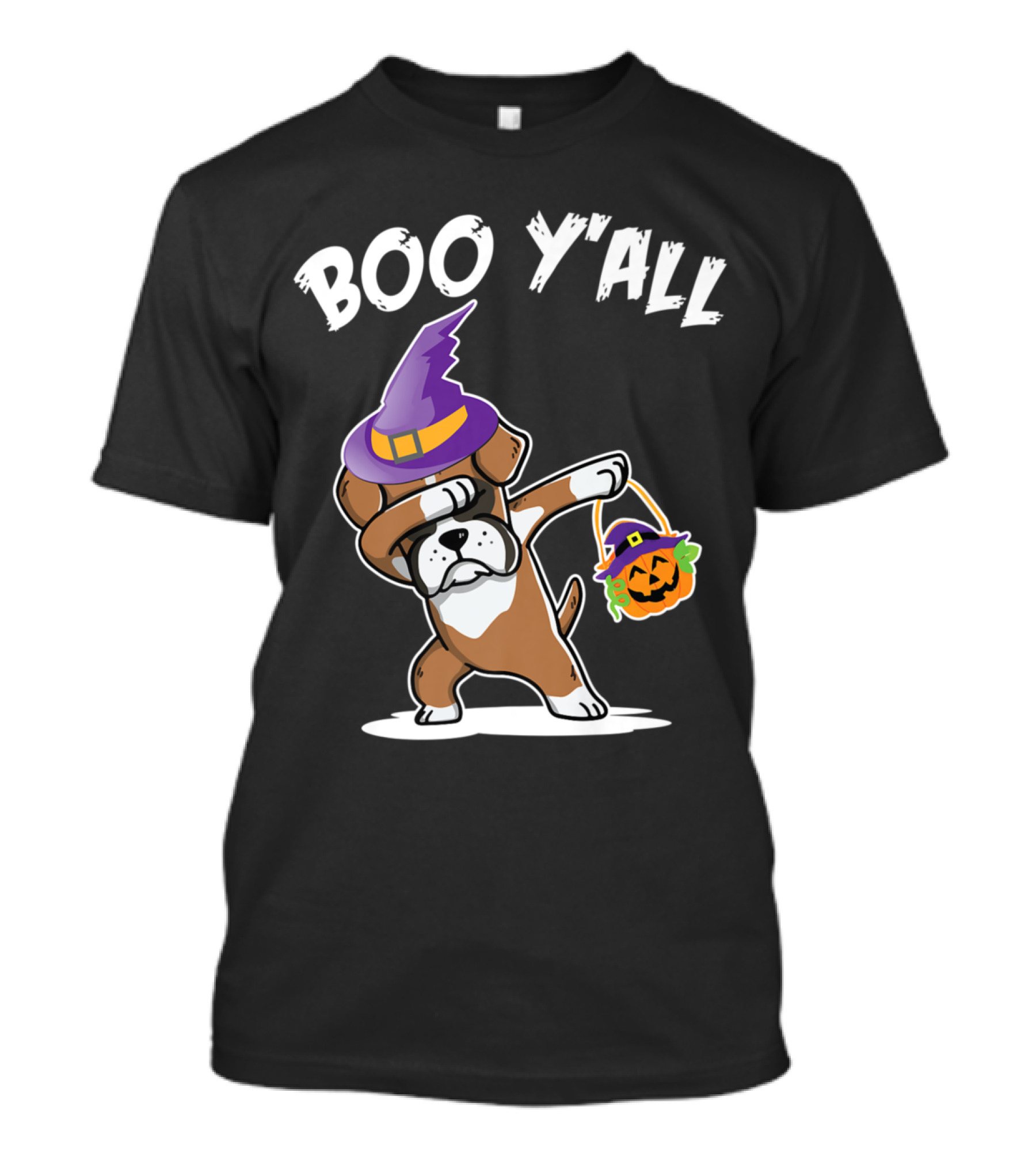 Boo Y'all Boxer Dog Witch Dabbing With Pumpkin Face T-Shirt