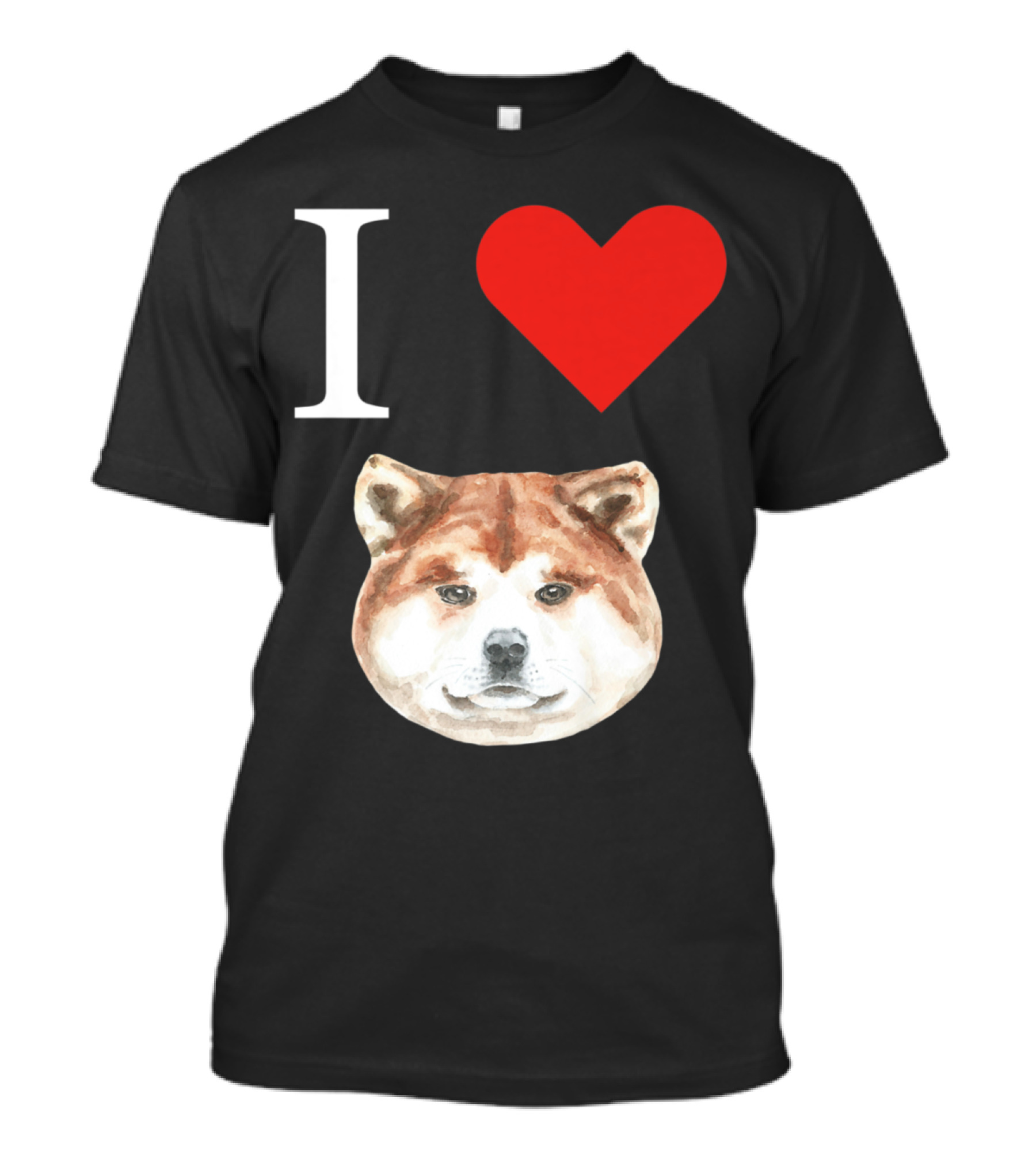 I Love My Akita Heart Face T-Shirt