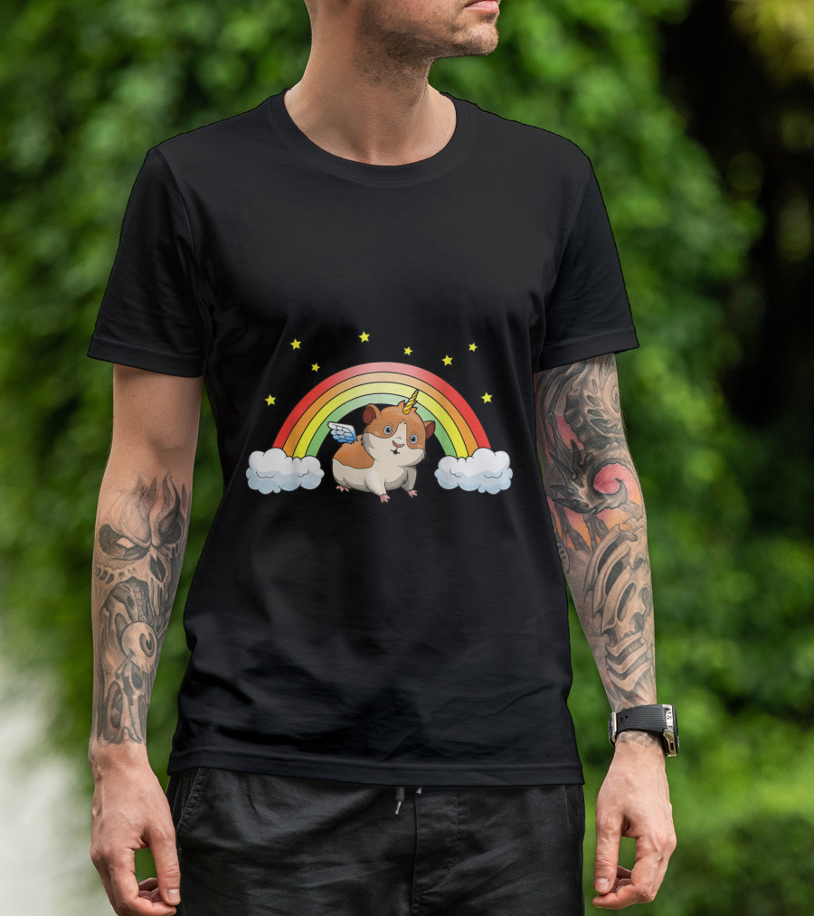 Guinea Pigacorn Unicorn Girl Rainbow Stars T-Shirt