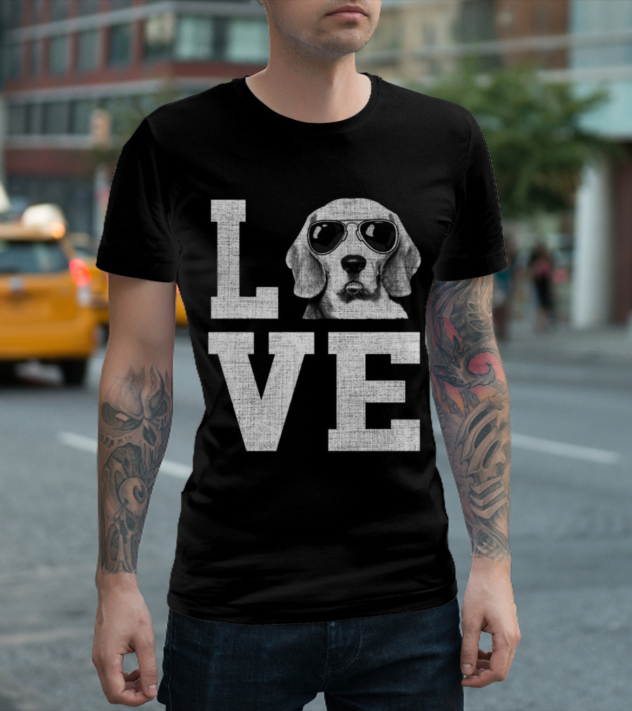 Love My Beagle Pup Wearing Sunglasses T-Shirt