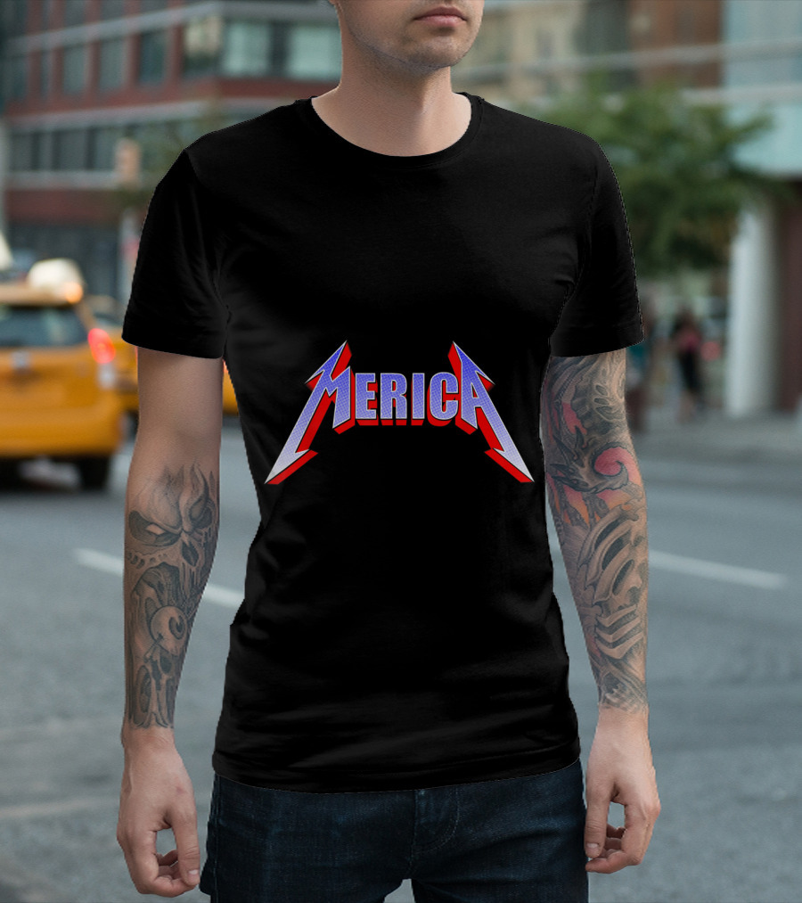 July 4th USA America Funny Metal Style Merica T-Shirt