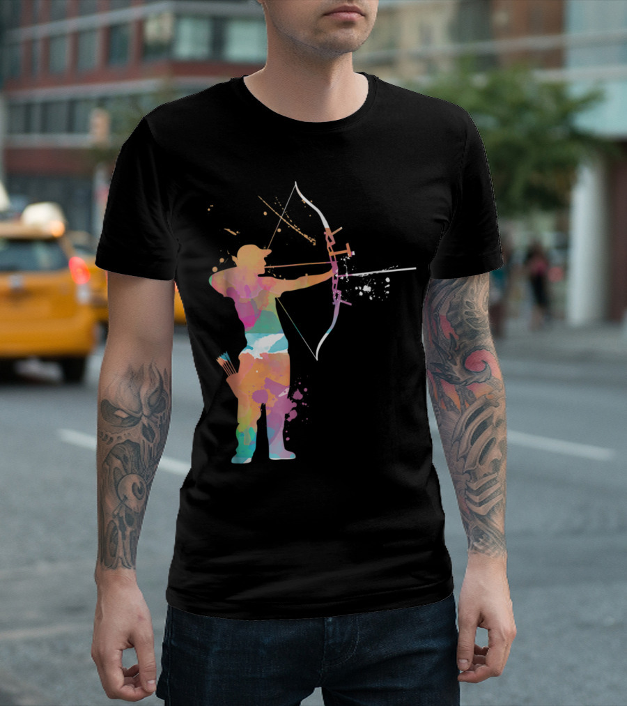 Archer In Watercolor Archery Silhouette Bow And Arrow T-Shirt