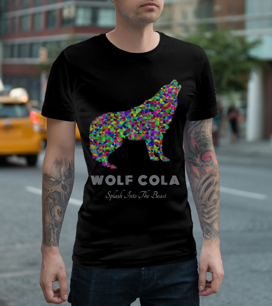 Wolf Cola Splash Into The Beast Colorful Wolf T-Shirt