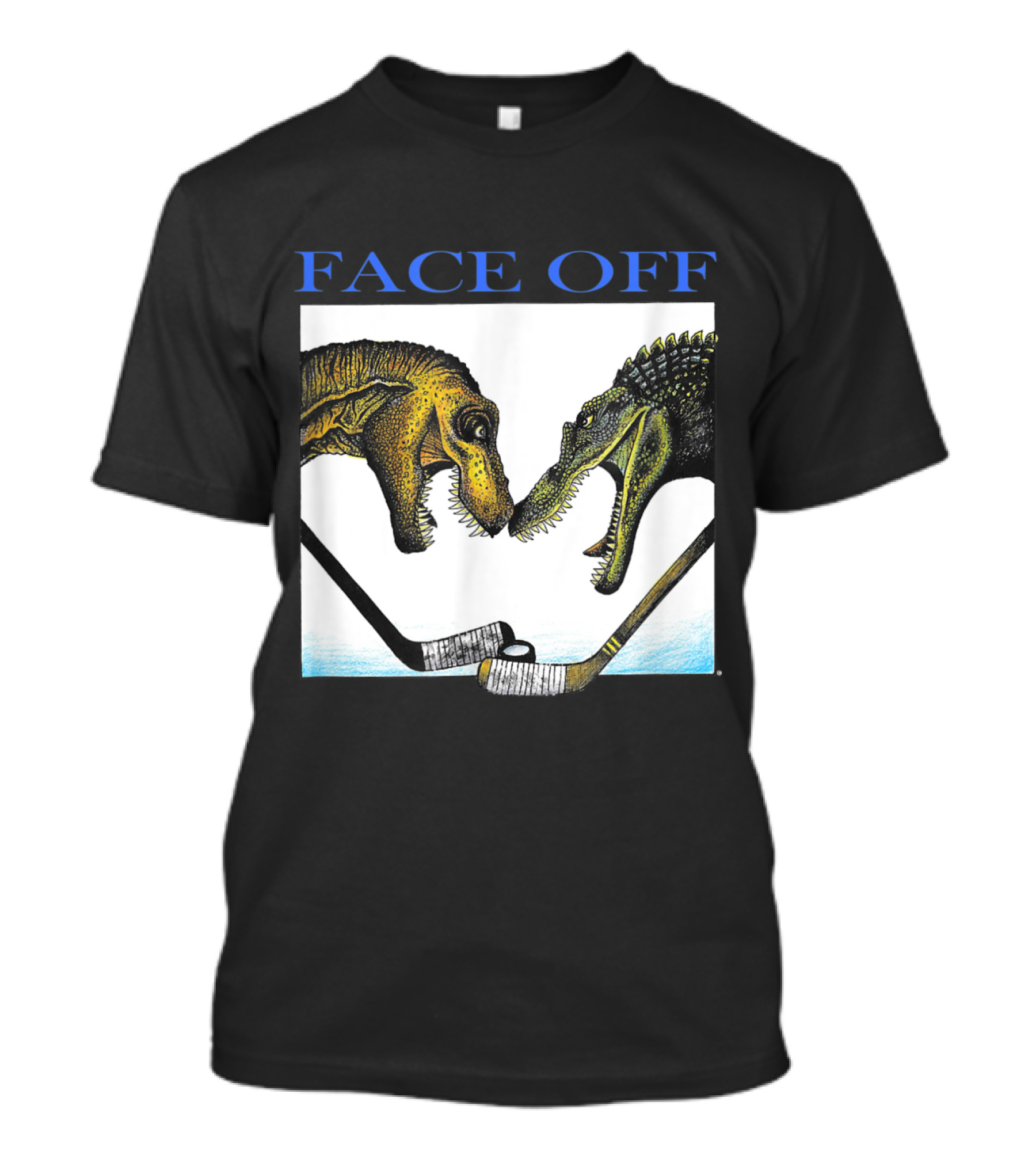 FACEOFF Dinosaur Hockey Duel Jurassic T-Shirt