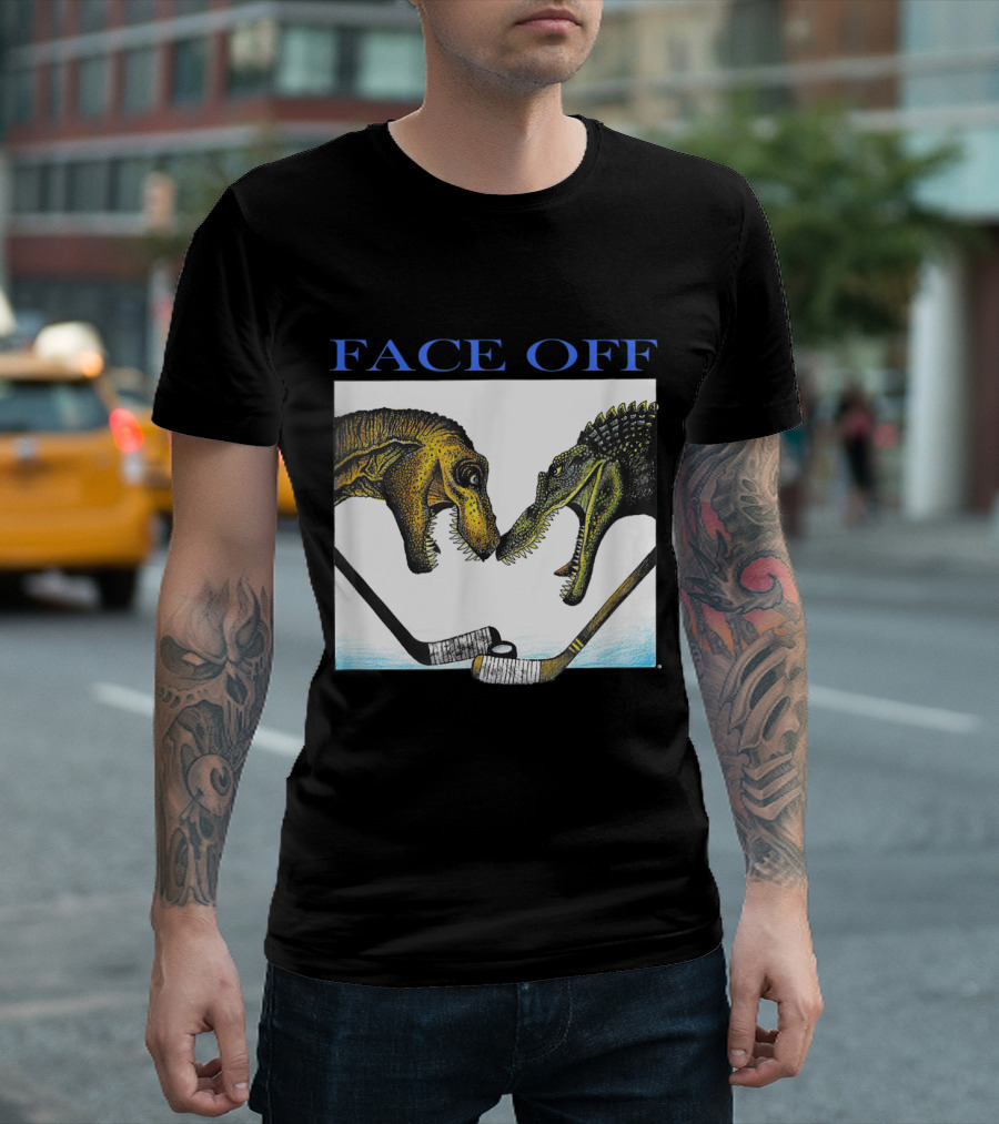 FACEOFF Dinosaur Hockey Duel Jurassic T-Shirt