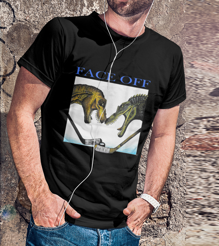 FACEOFF Dinosaur Hockey Duel Jurassic T-Shirt