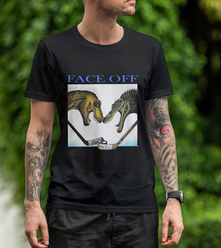 FACEOFF Dinosaur Hockey Duel Jurassic T-Shirt