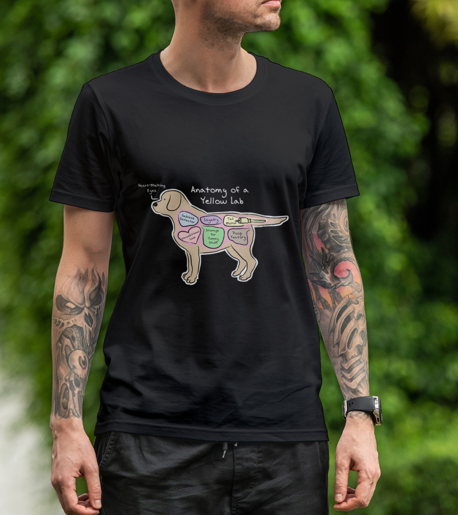 Anatomy Of A Yellow Lab Heart-Melting Eyes Sweetness Generator Tail Motor Poop Factory T-Shirt