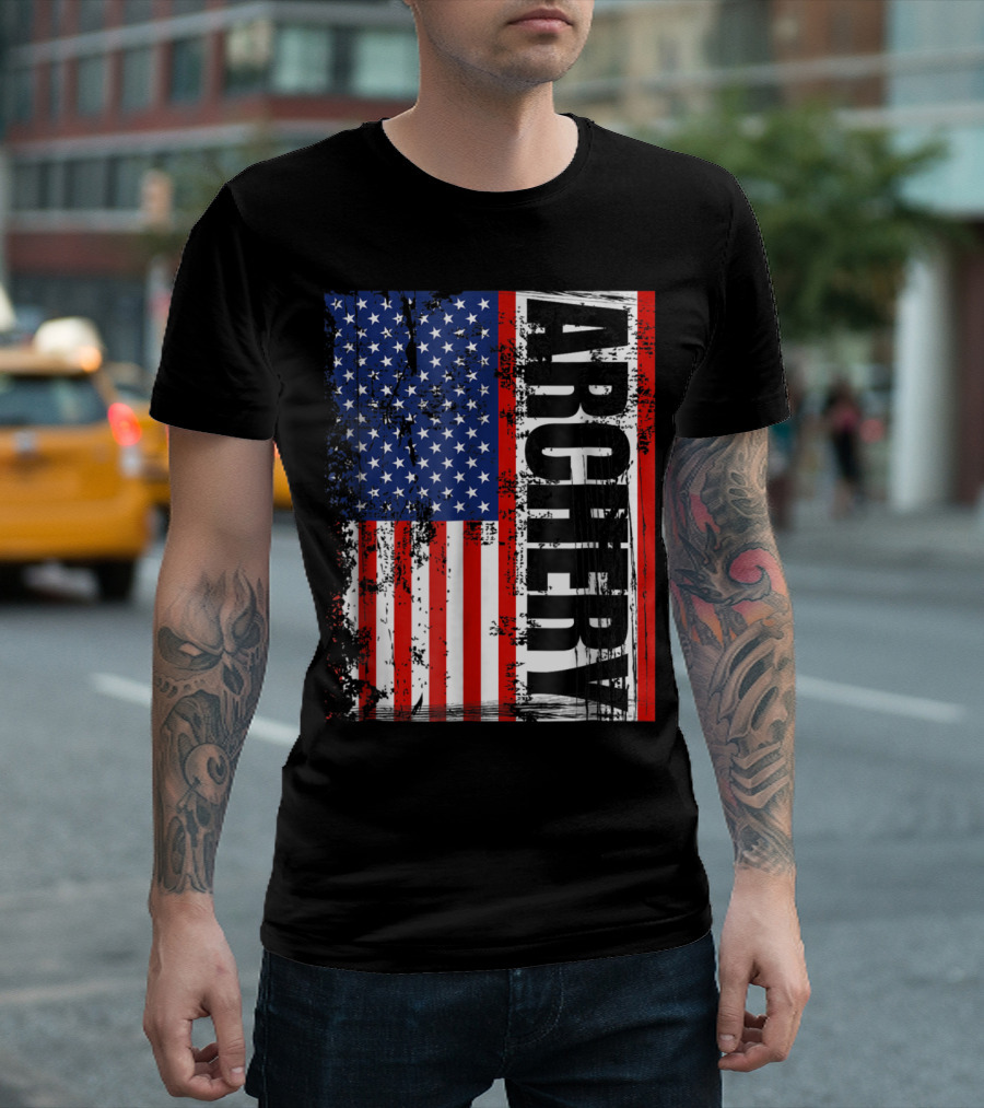 Archery American Flag Vintage Style Archer T-Shirt