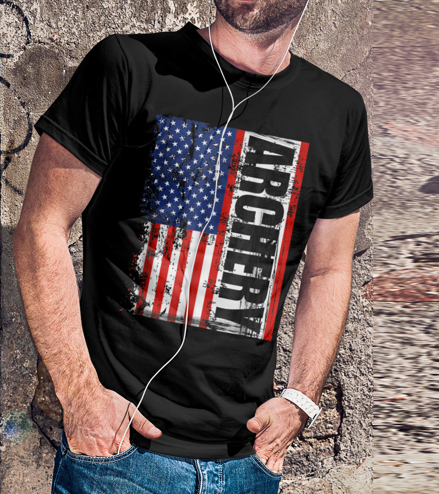 Archery American Flag Vintage Style Archer T-Shirt