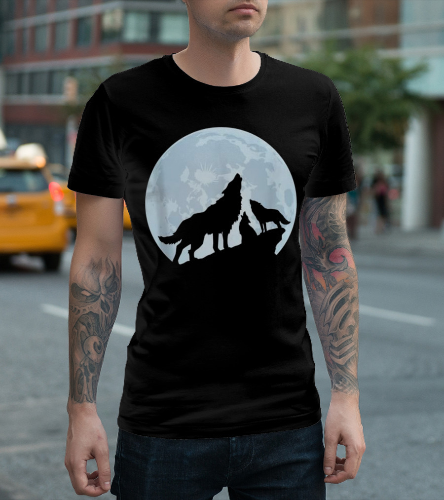 Wolf Howling At The Full Moon Trio T-Shirt