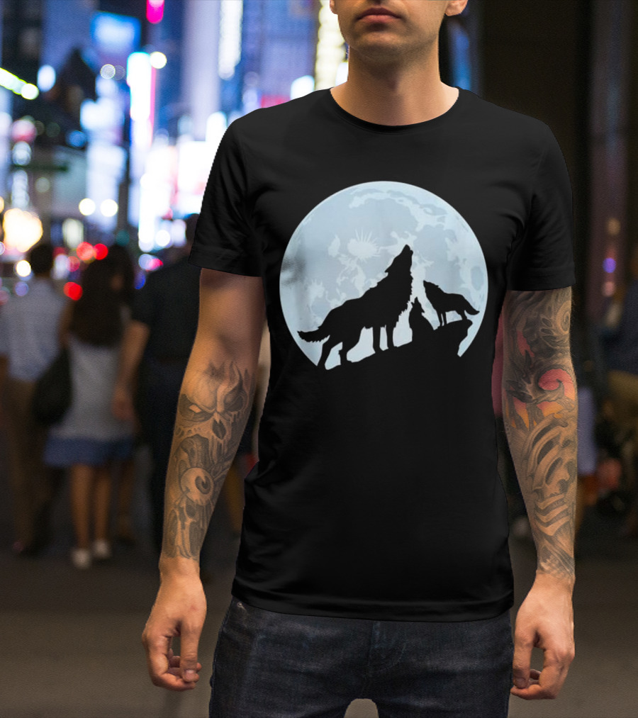 Wolf Howling At The Full Moon Trio T-Shirt