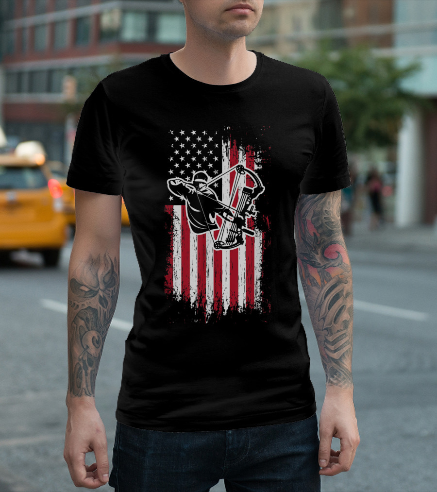 Archery USA American Flag Patriotic Bow and Arrow T-Shirt