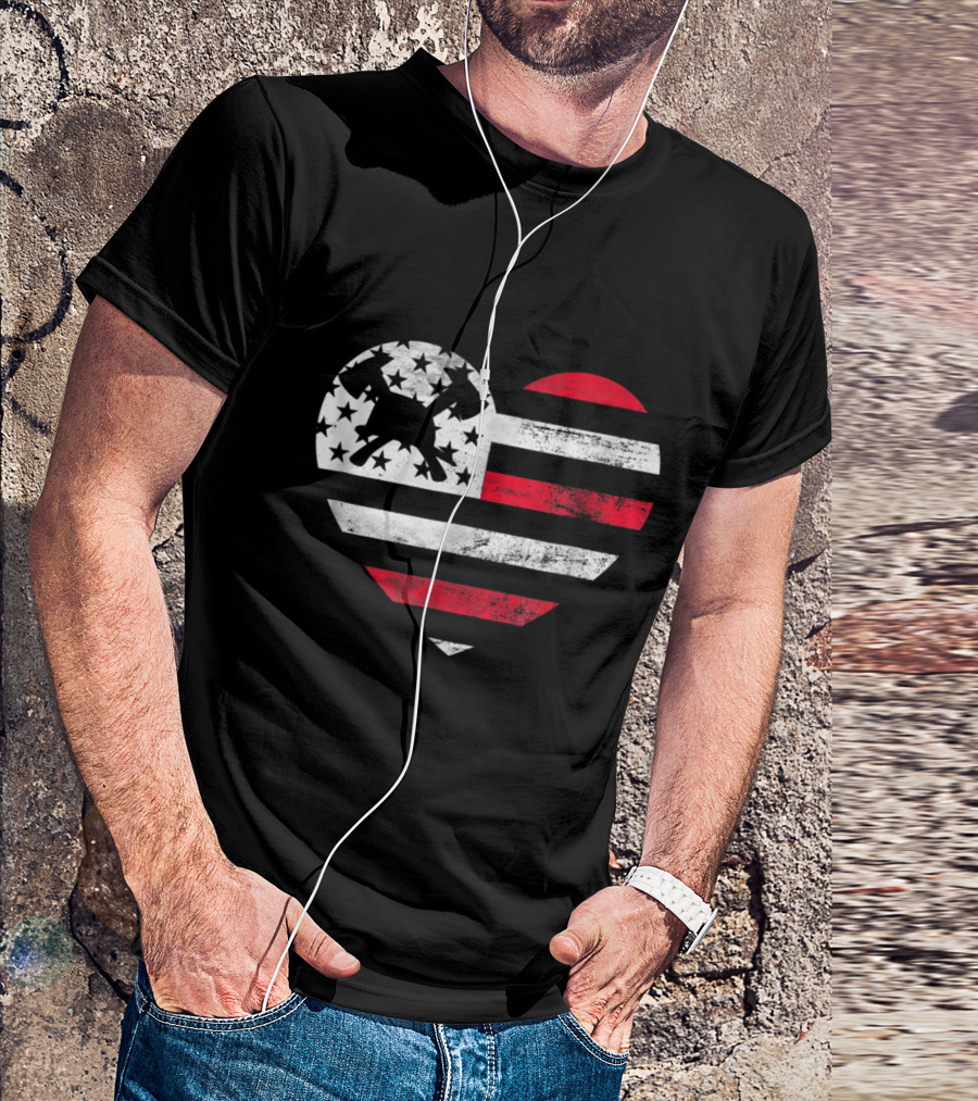 I Love My Firefighter Girlfriend Heart American Flag Axe Stars Stripes T-Shirt
