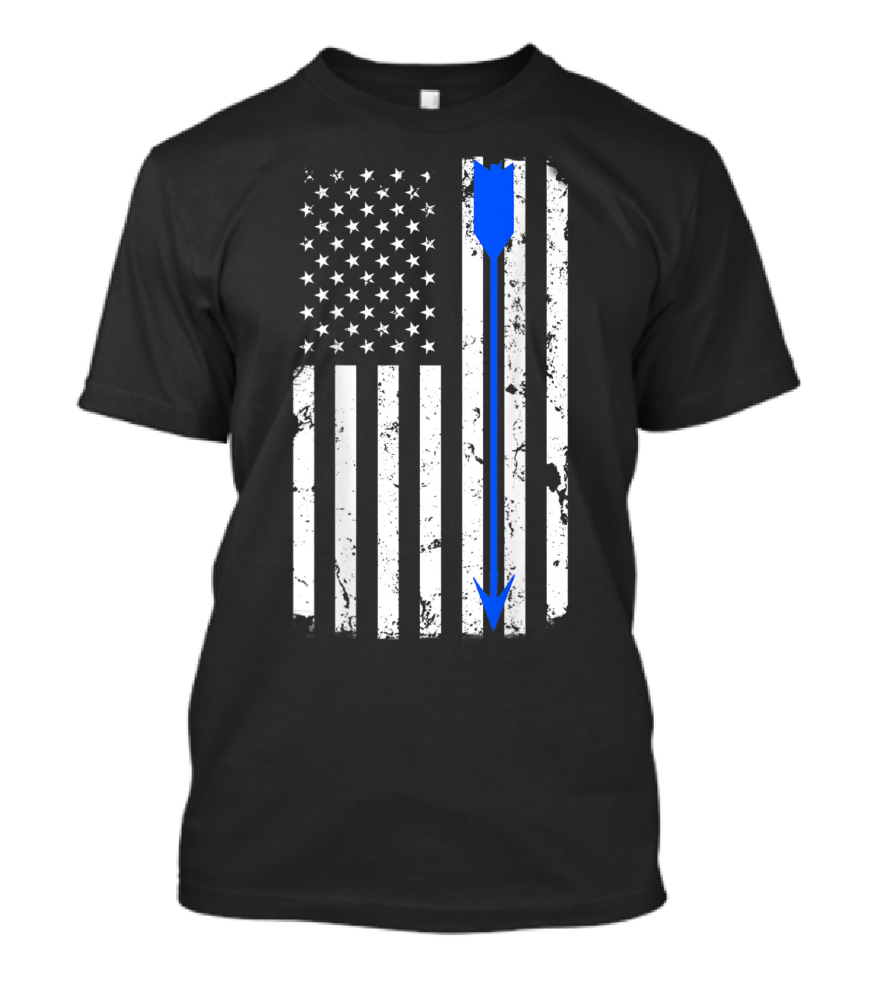 Archery Arrow Distressed American Flag Blue Line BAC T-Shirt