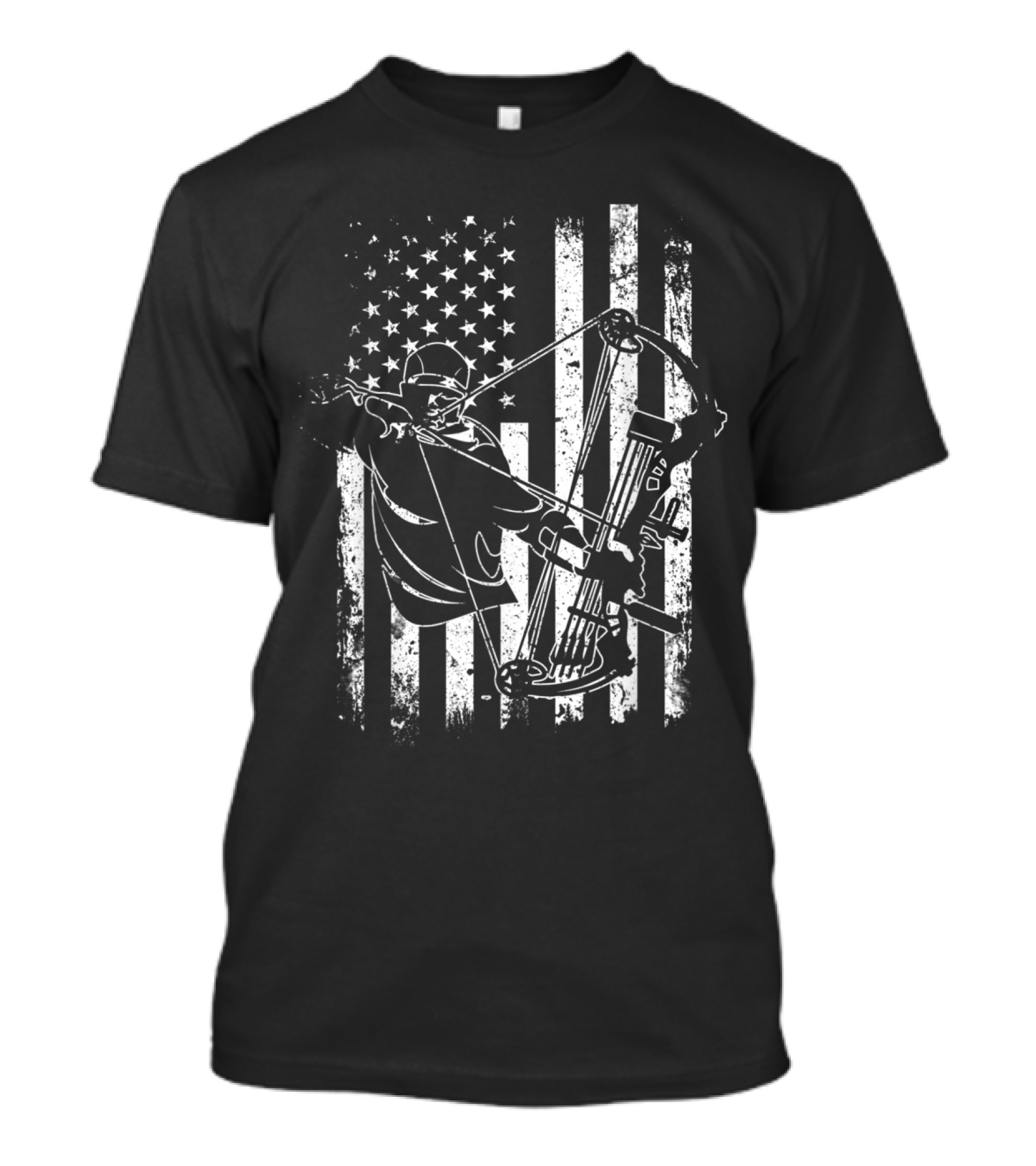 Patriotic Archery Bow Hunting Compound Bow Hunter USA Flag T-Shirt