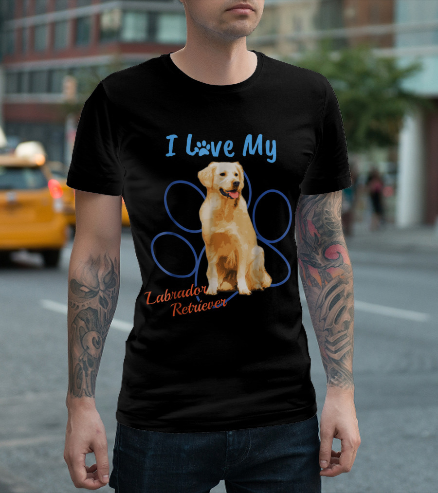 I Love My Labrador Retriever Dog Lover Paw Prints T-Shirt