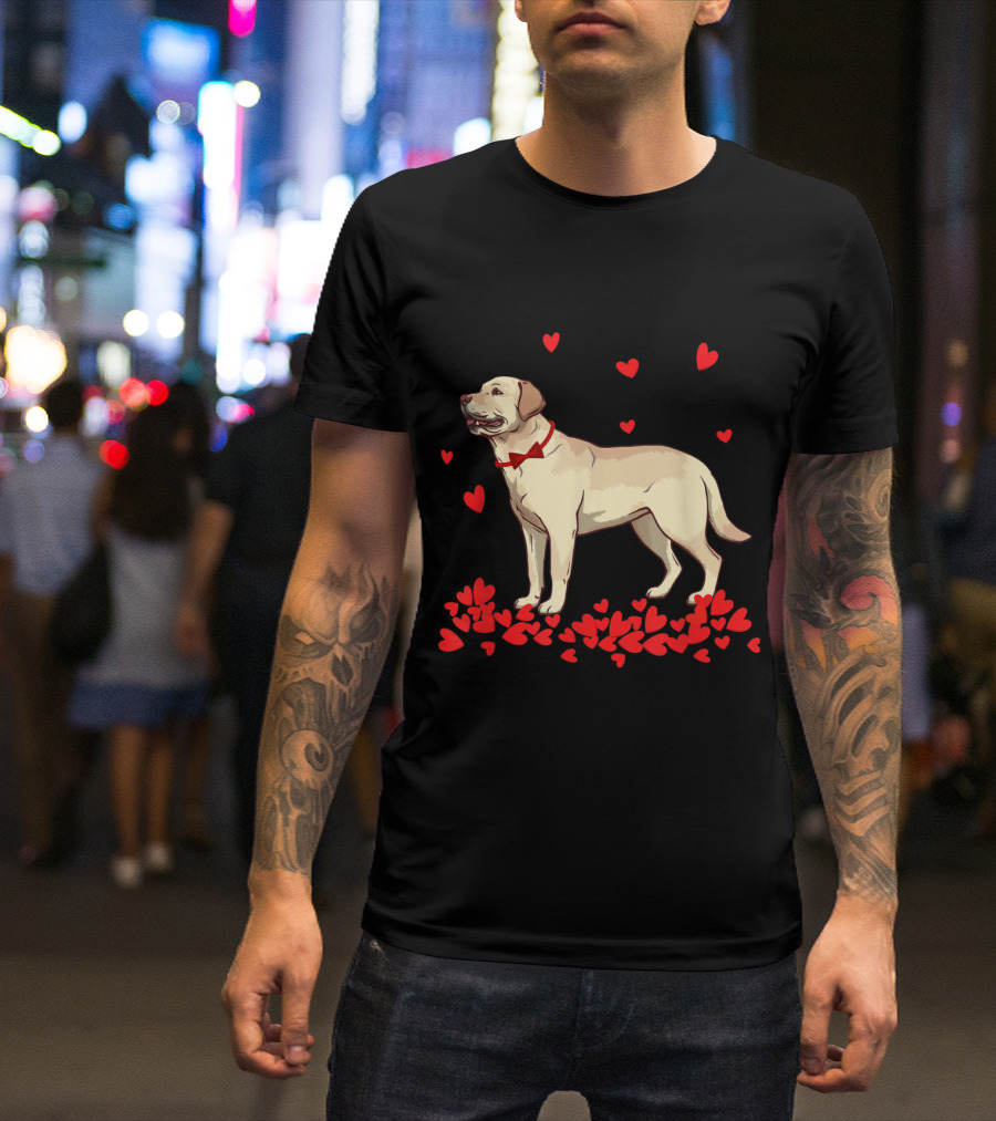 Labrador Retriever Surrounded By Hearts Valentine T-Shirt