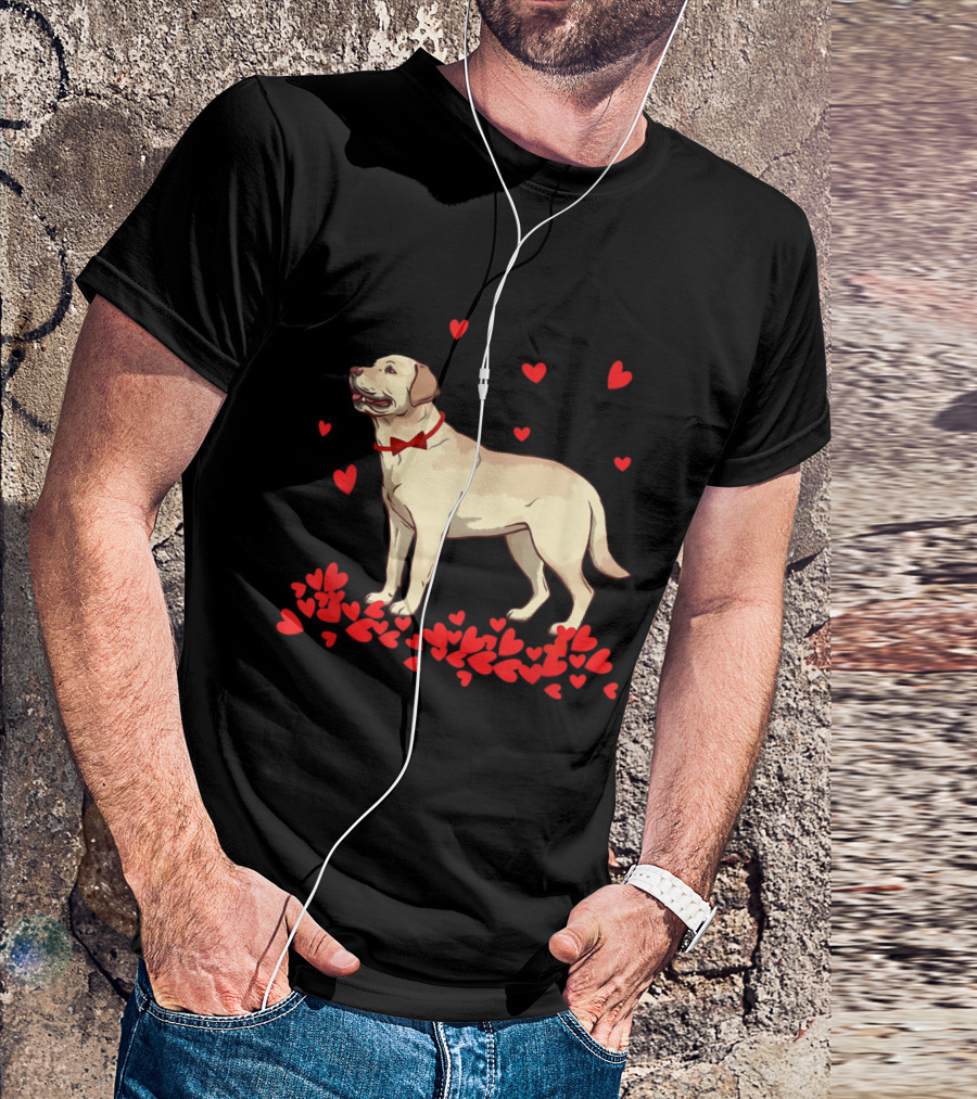 Labrador Retriever Surrounded By Hearts Valentine T-Shirt