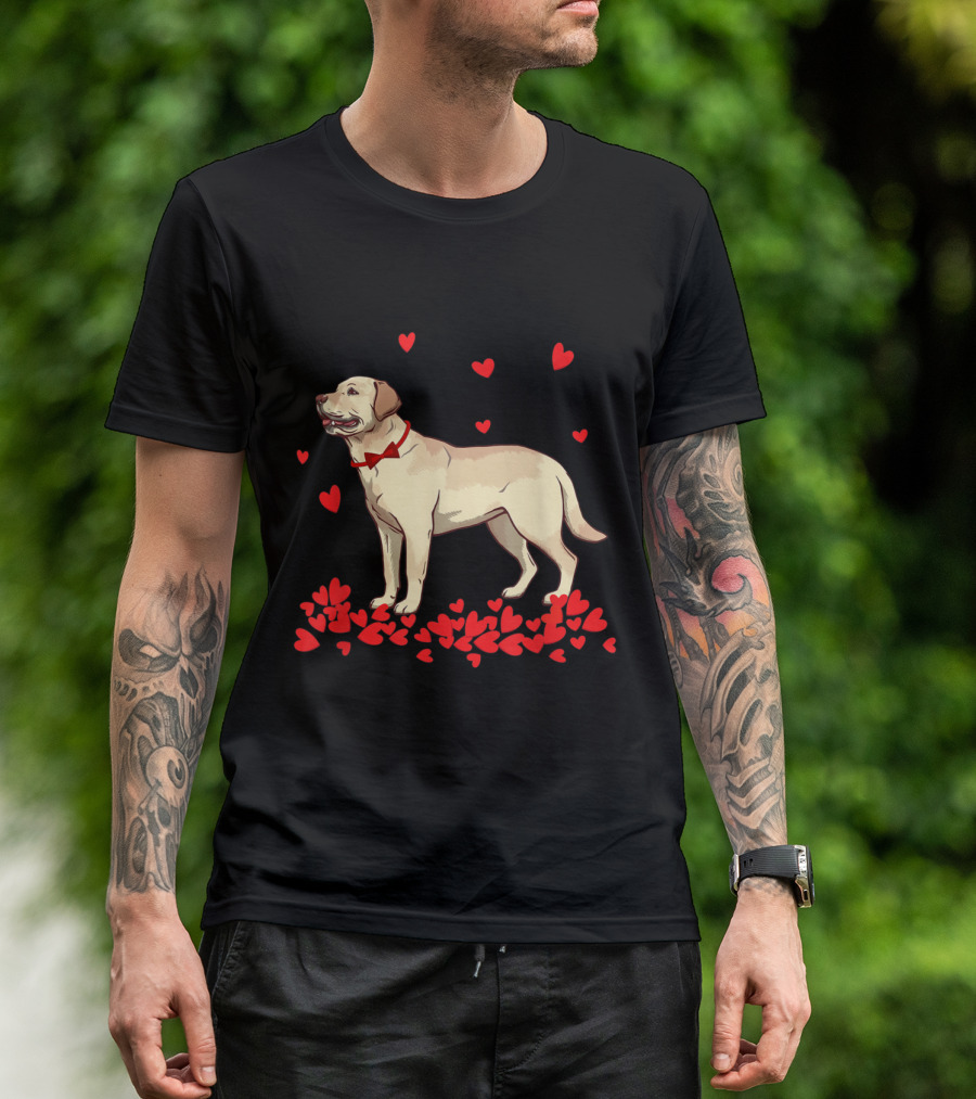 Labrador Retriever Surrounded By Hearts Valentine T-Shirt