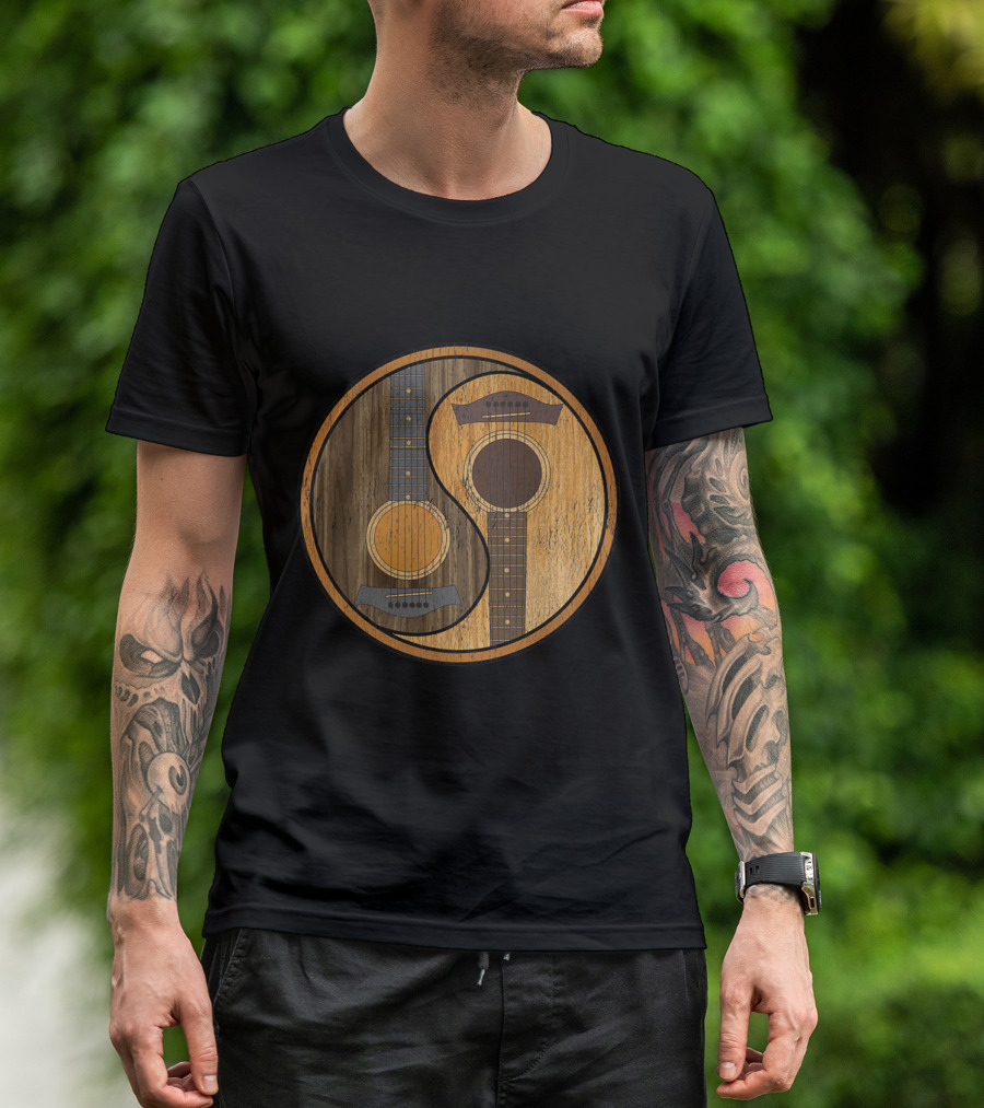 Guitarist Yin Yang Acoustic Instrument Music T-Shirt