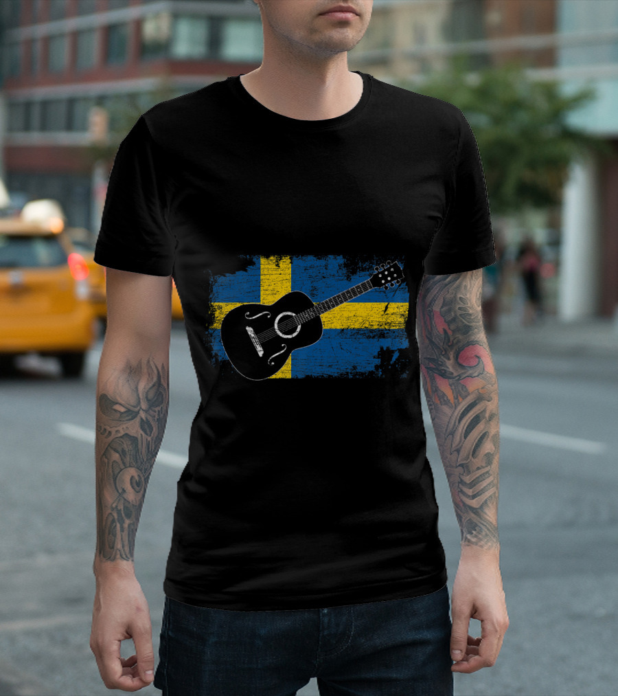 Swedish Flag Guitarist Music T-Shirt