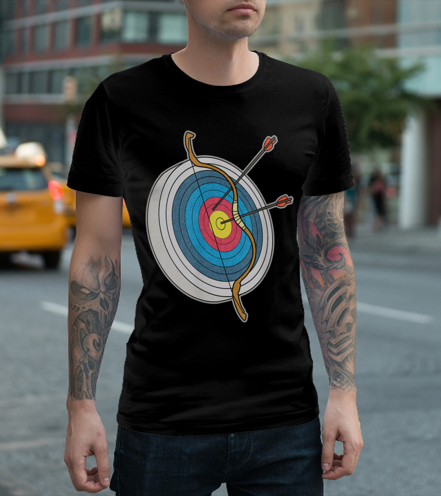 Archery Target With Bow And Arrows Bullseye Aim T-Shirt