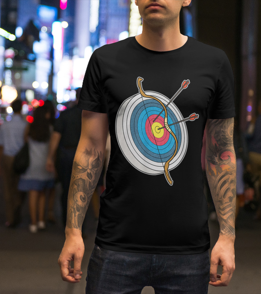 Archery Target With Bow And Arrows Bullseye Aim T-Shirt
