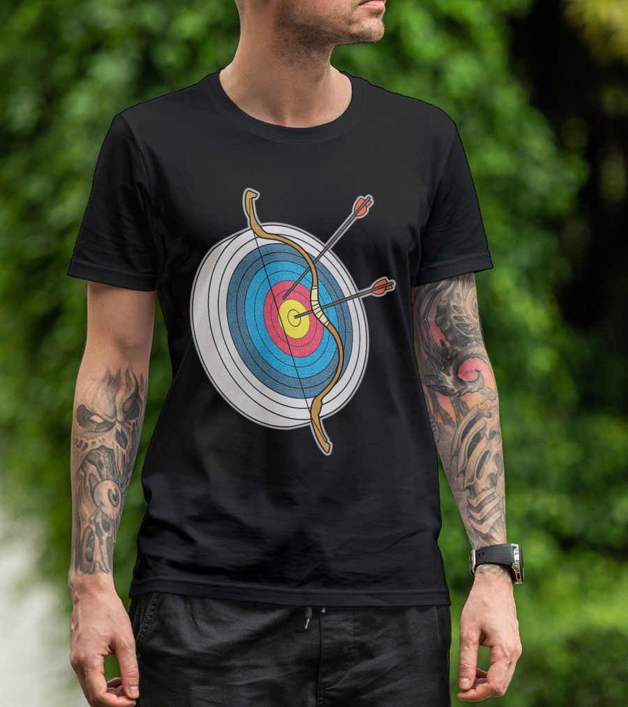Archery Target With Bow And Arrows Bullseye Aim T-Shirt