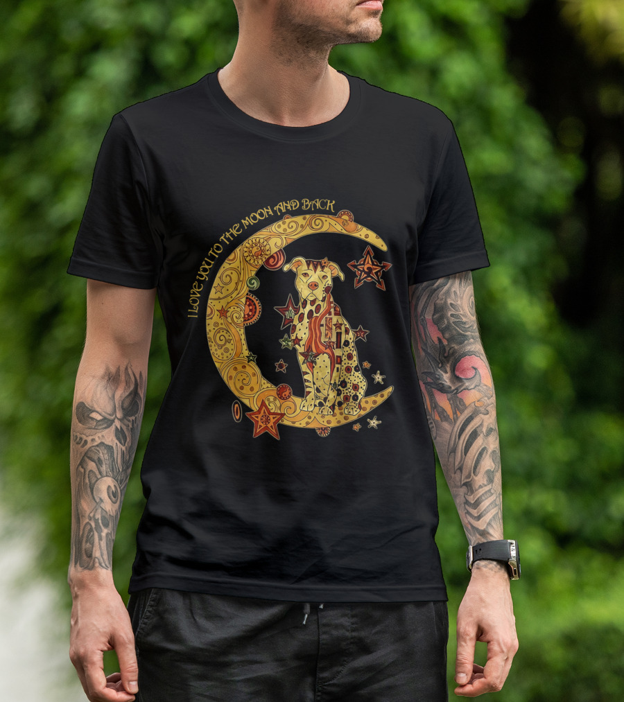 I Love You To The Moon And Back Pitbull Moon Stars T-Shirt
