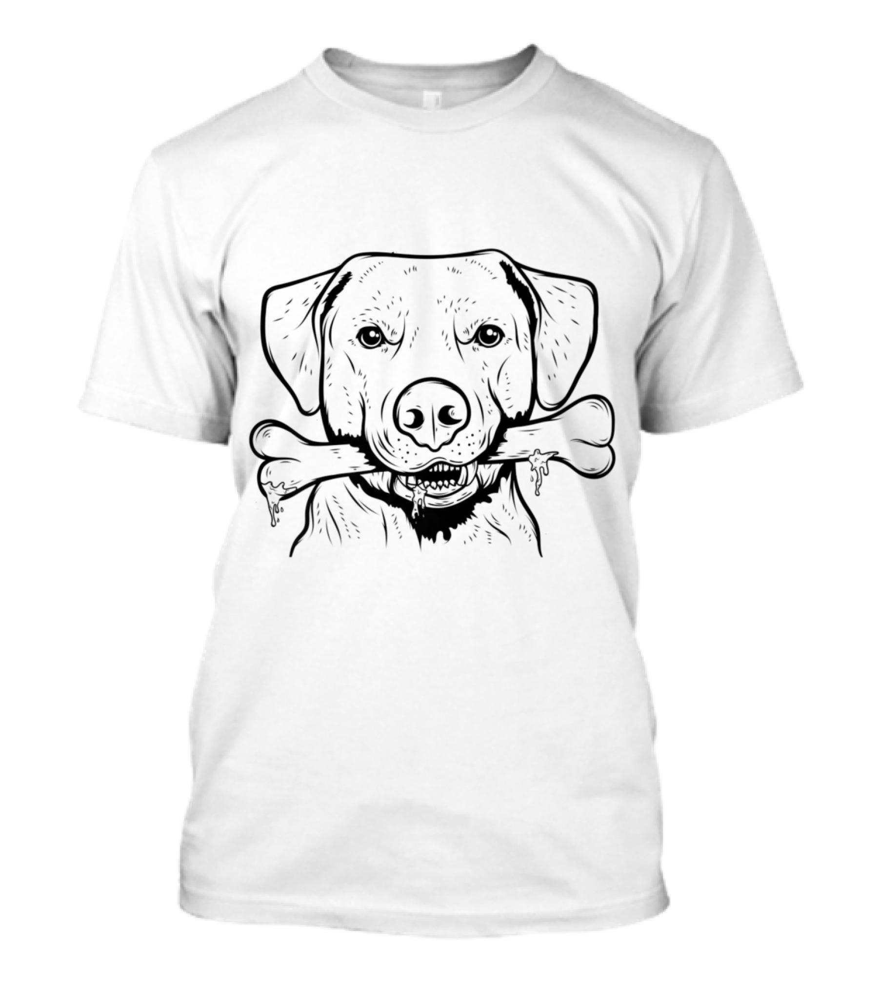 Evil Looking Labrador Holding Bone T-Shirt