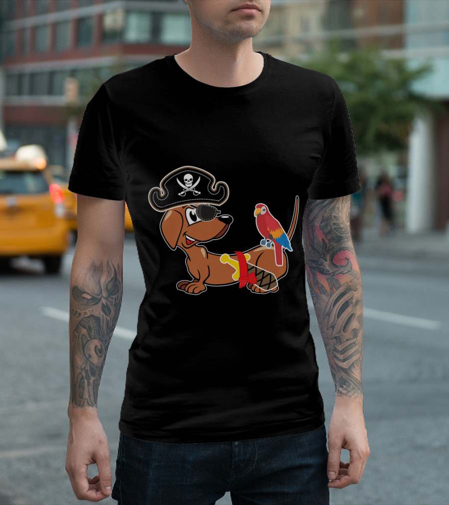 Boy Kid Son Corgi Dachshund Pirate Parrot Adventure T-Shirt