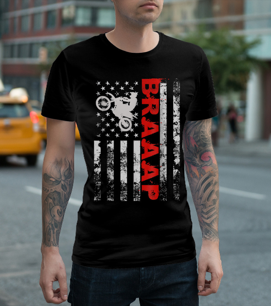 Braaap Motocross USA American Flag T-Shirt