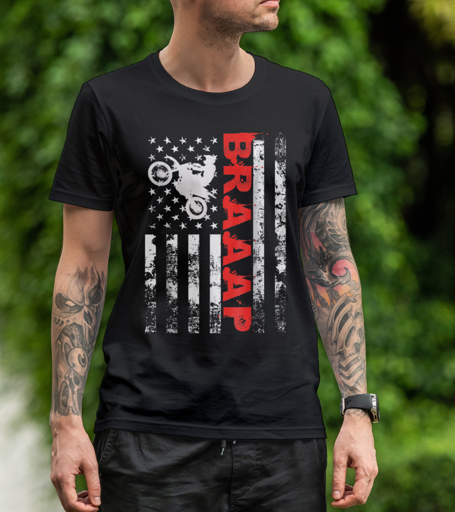 Braaap Motocross USA American Flag T-Shirt