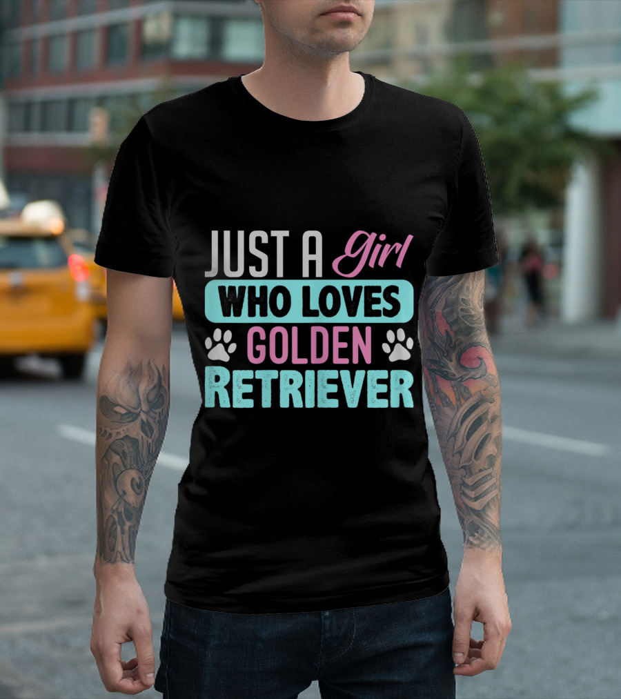 Just A Girl Who Loves Golden Retriever Paw Prints T-Shirt