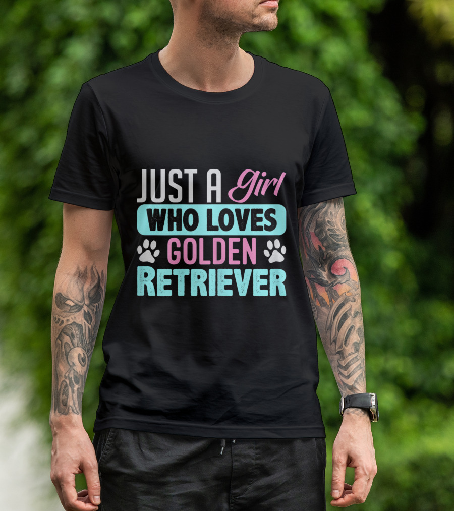 Just A Girl Who Loves Golden Retriever Paw Prints T-Shirt