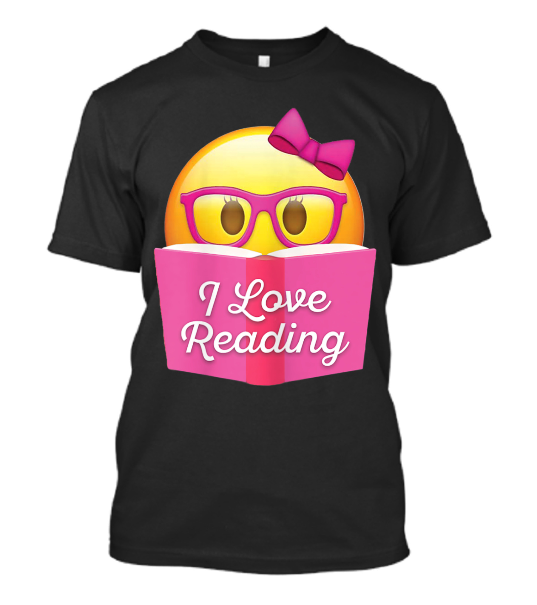 I Love Reading Emoji With Glasses And Bow Nerdy T-Shirt