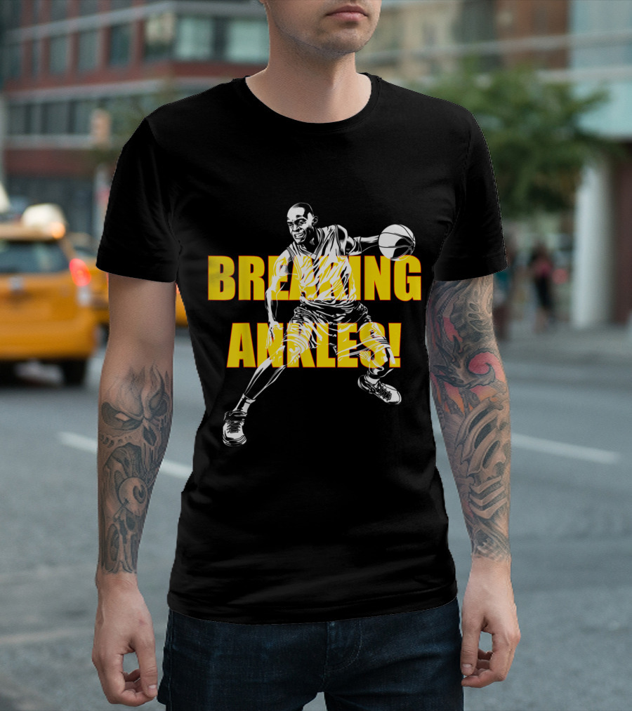Breaking Ankles Basketball Player Dribbling Action T-Shirt