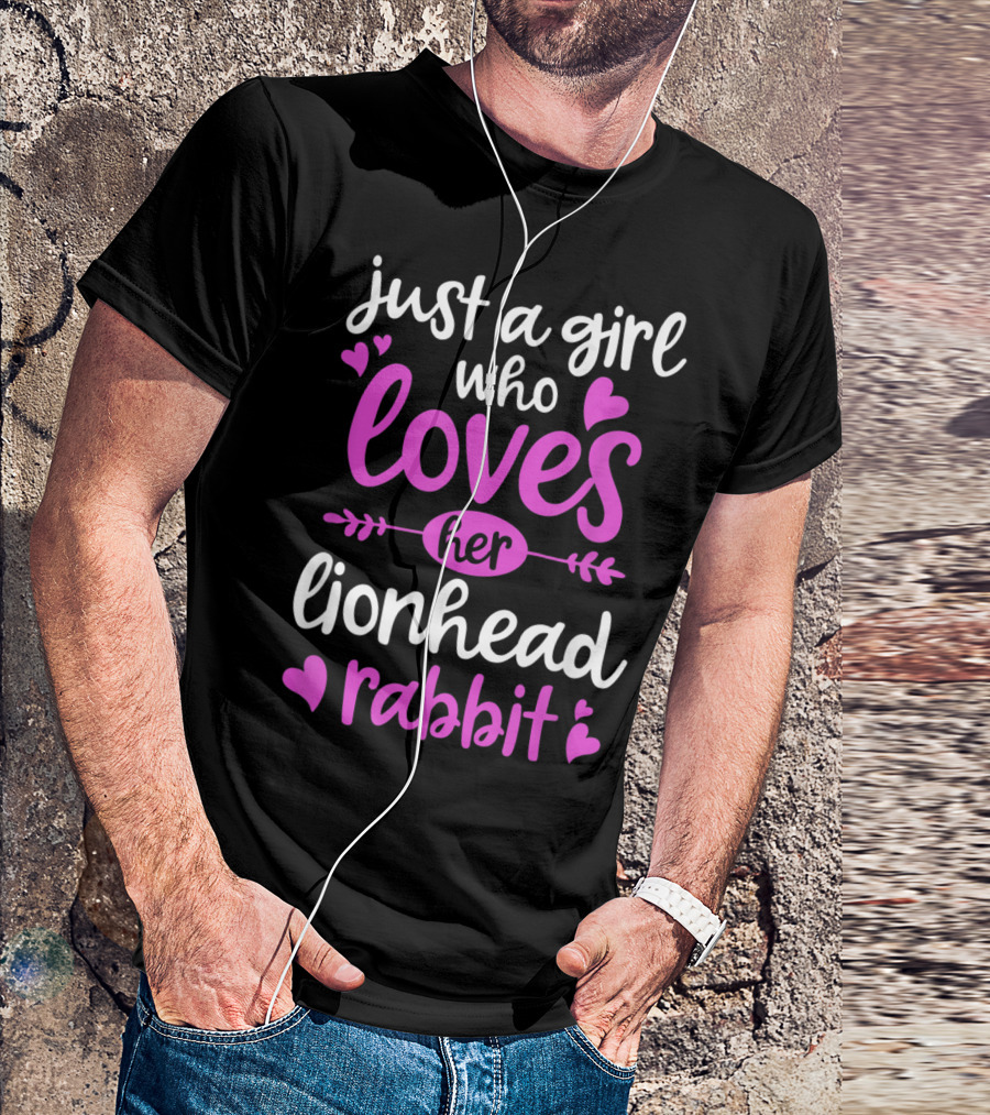 Just A Girl Who Loves Her Lionhead Rabbit With Hearts T-Shirt