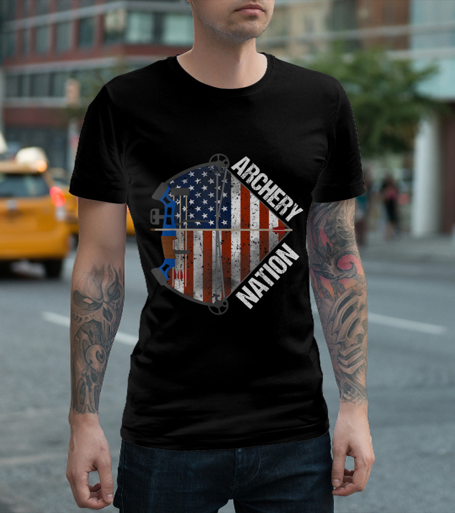 Archery Nation American Flag Compound Bow T-Shirt