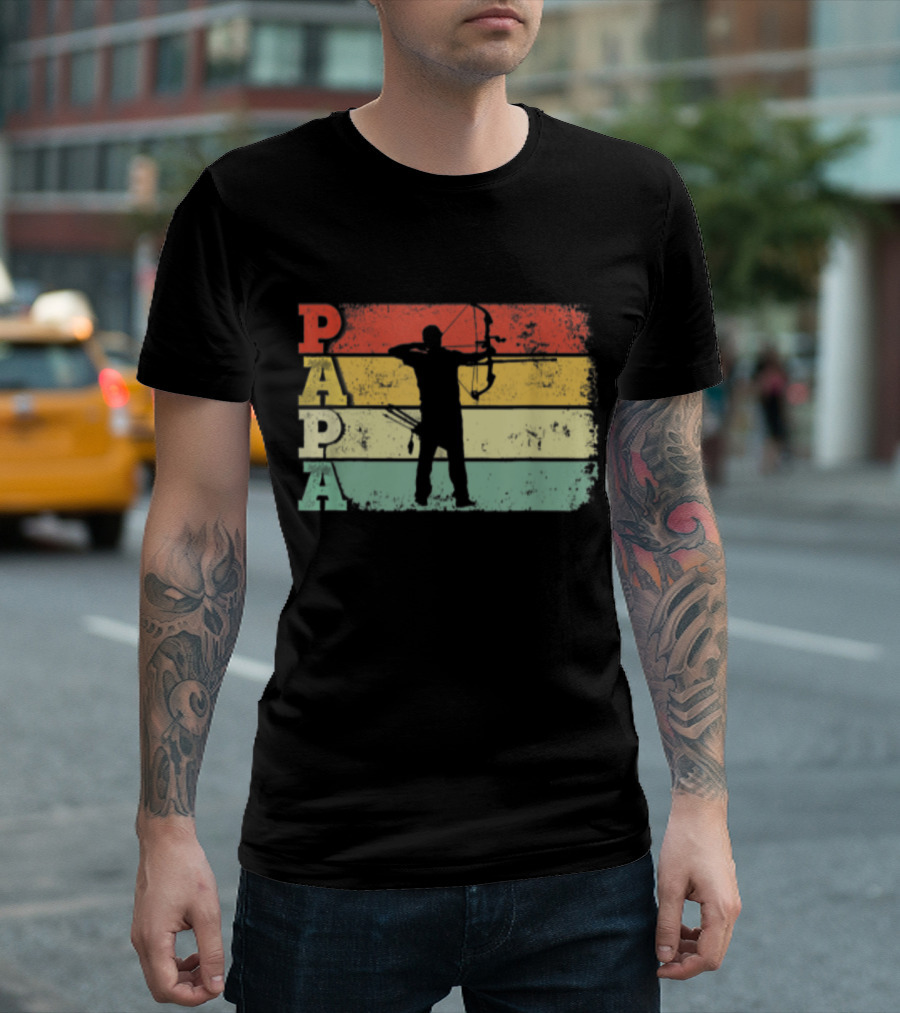 Papa Archery Vintage Dad Retro T-Shirt