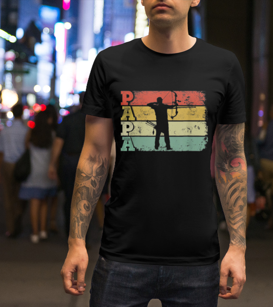 Papa Archery Vintage Dad Retro T-Shirt